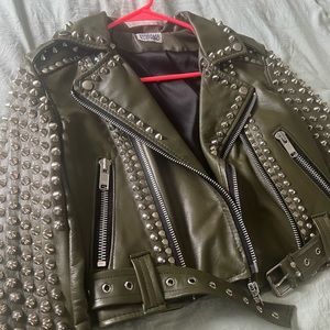 Painkiller clothing handmade leather stud jacket
